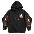 thumbnail image 4 of Hoodies for Women Goth Halloween Ghost Pumpkin Floral Graphic Pullover Hooded Sweatshirt Streetwear Holiday Top Fall Winter Oversized Sweatshirts with Kangaroo Pocket Black XL, 4 of 4