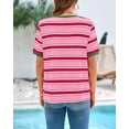 thumbnail image 3 of BTFBM Summer Tops for Women Crewneck Short Sleeve Striped T Shirts Casual Spring Clothes Color Block Basic Tee Blouses, 3 of 7