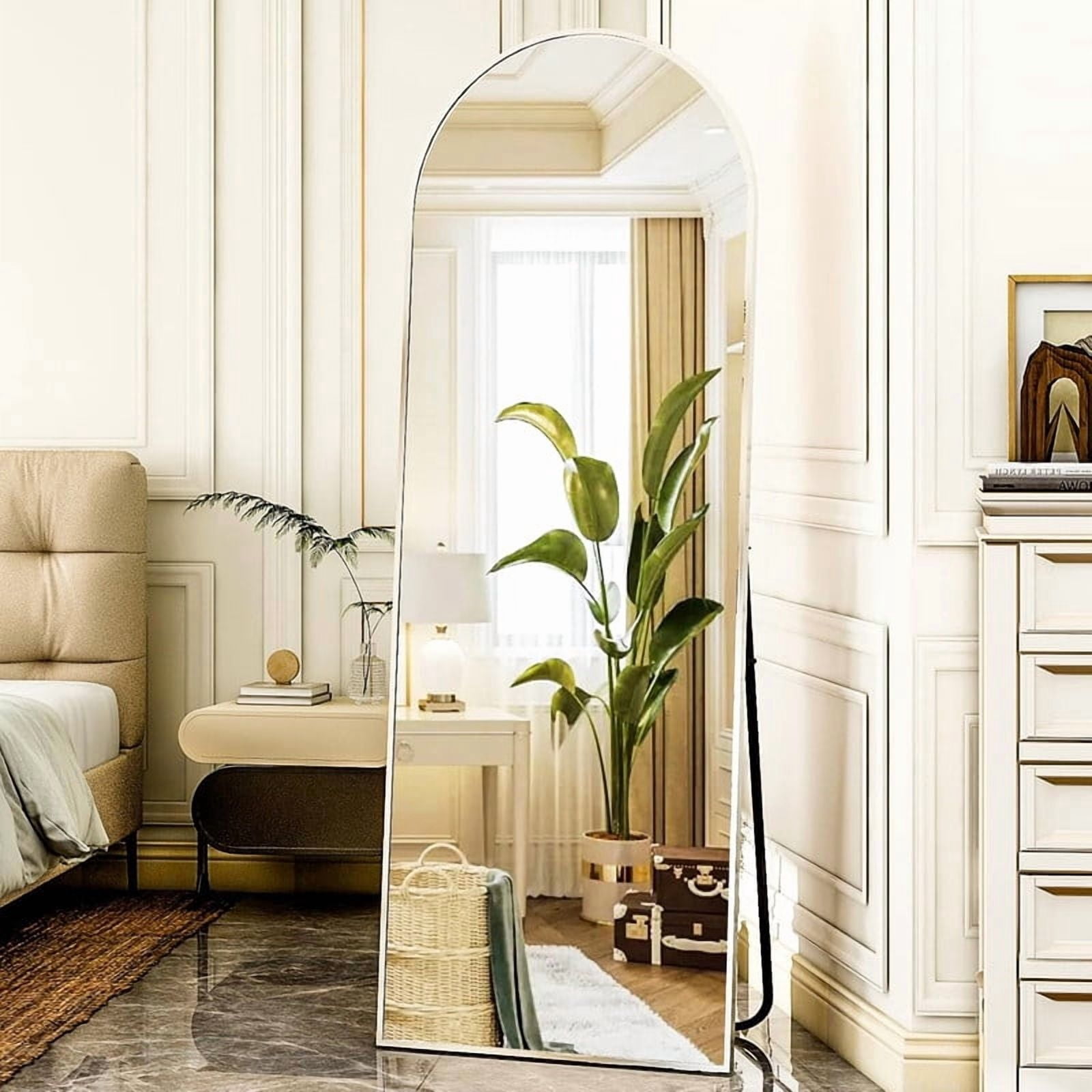Easy4Home 64"x21" Arched Full Length Mirror Freestading Full Body Floor Mirror, Silver