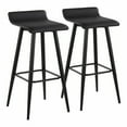 thumbnail image 2 of Ale Contemporary Fixed-Height Bar Stool In Black Steel And Grey Faux Leather - Set Of 2, 2 of 10