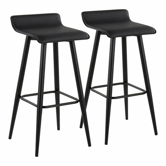 LumiSource Ale 29 in. Metal Base Faux Leather Barstool - Set of 2