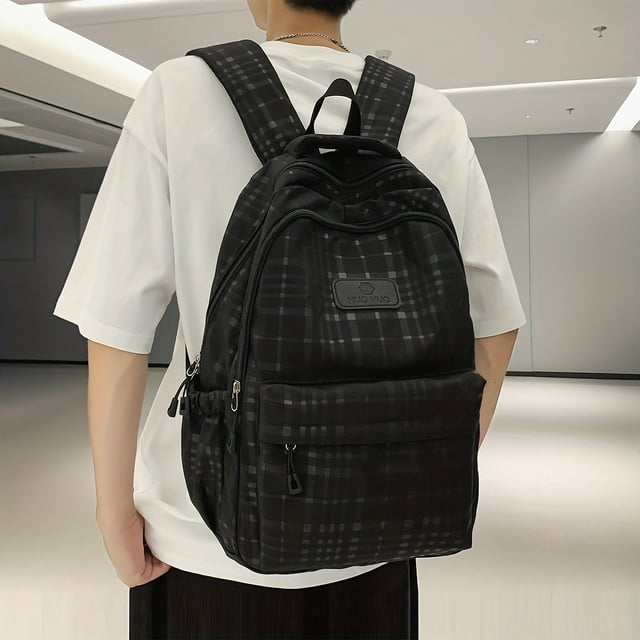 Men's Backpack 20.5in Laptop Backpack Plaid Large Capacity Travel Backpack Daypack Schoolbag