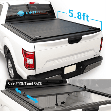 Syneticusa Aluminum Roll-Up Retractable Low Profile Hard Tonneau Cover Cargo for 2019-2020 Silverado/Sierra 5.8ft Short Truck (Best Hard Roll Up Tonneau Cover)
