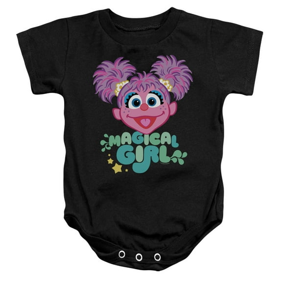 Sesame Street Scribble Head Infant Snapsuit Romper Black 6Mos