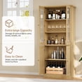 thumbnail image 5 of SELOOYE Kitchen Pantry Cabinet, 71" Modern Glass Display Cabinet with Wood Doors, Tall Storage Cabinet with Adjustable Shelves, Freestanding Cupboard for Living Room, Dining Room, Kitchen, Natural, 5 of 7