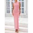 thumbnail image 3 of Vestido Midi PRETTYGARDEN para Mujer Verano 2025 Ajustado con Frunces Rosa, 3 of 8