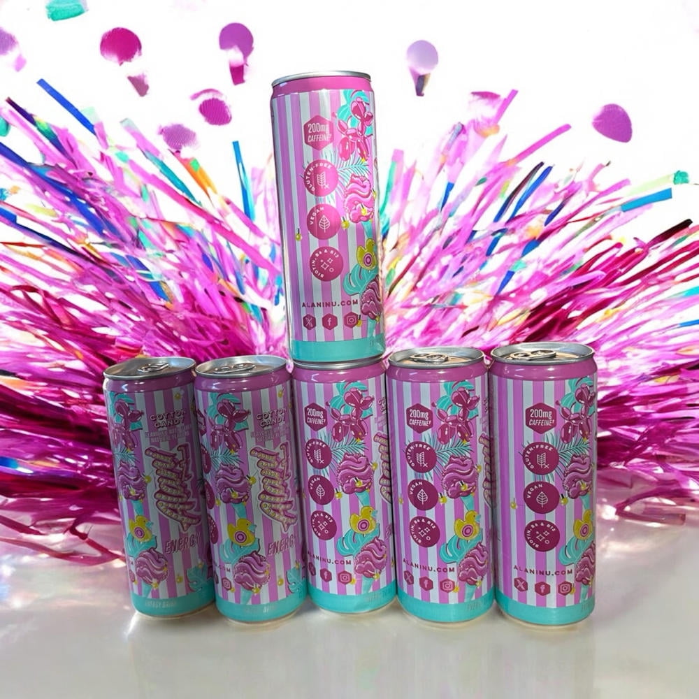 New Alani Energy Drinks Cotton Candy - Sugar-Free, Low-Calorie, 200mg Caffeine, Energy Boost Drink 12 fl oz (Pack of 6)