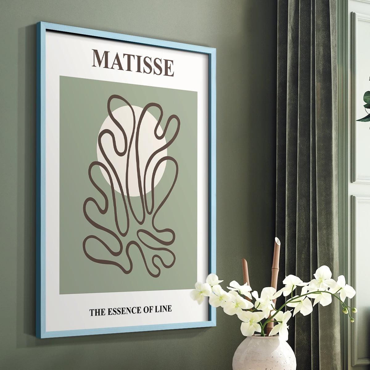 Matisse CXIII Framed Print in Blue Solid Wood 16 x 20 Framed Print