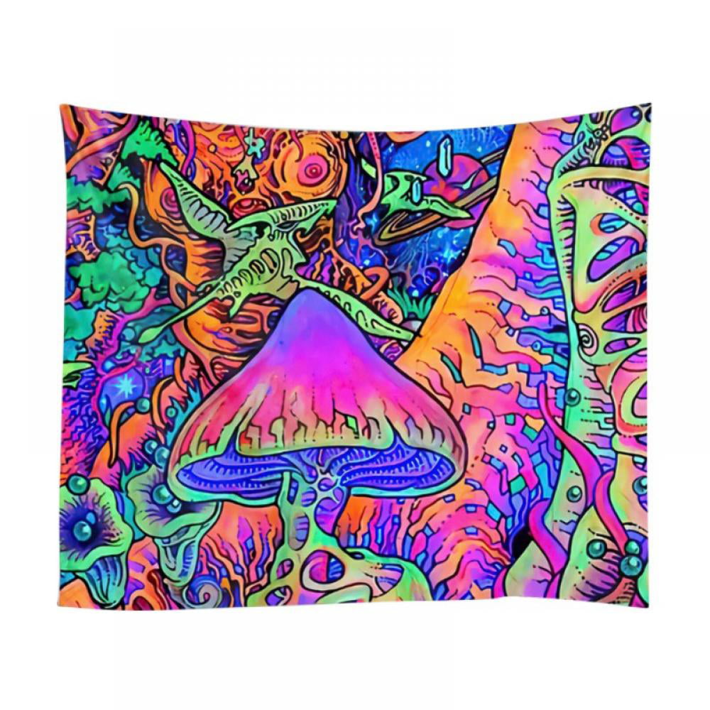 LB Trippy Mushroom Skull Tapestry Psychedelic Hippie Skeleton Tapestry Wall Hanging Aesthetic Fantasy Cool Tapestries for Bedroom Living Room College Dorm Home Decor 60x40 inch 