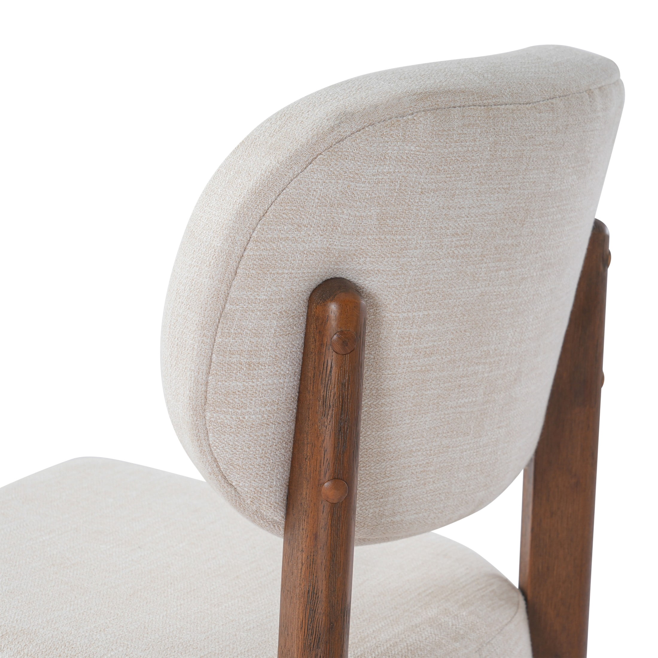Christopher Knight Home Modern Upholstered Armless Dining Chairs, Wood Frame, Walnut+Beige, Set of 6