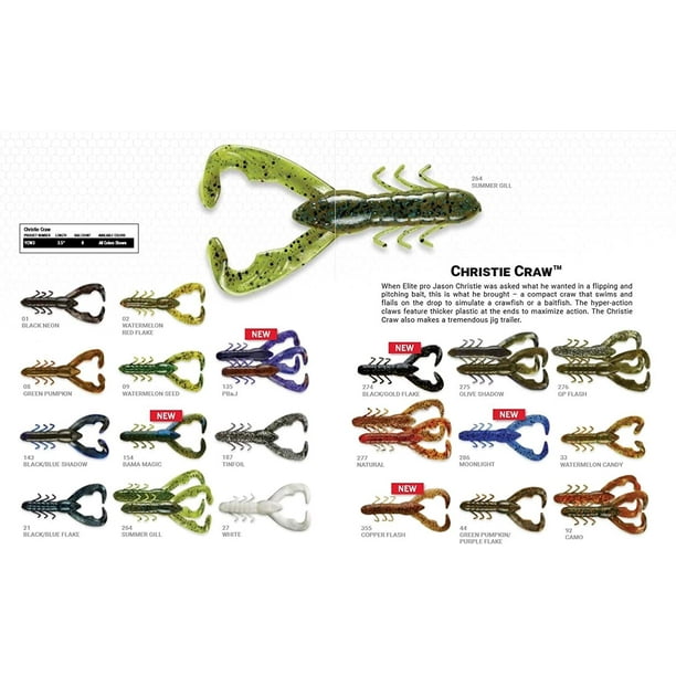 YUM Chrsitie Craw Soft Bait Fishing Lure - Great for Flipping and Pitching  and as a Jig Trailer, 3.5 Inch 