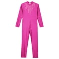 thumbnail image 4 of Kaerm Body de Danse pour Filles avec Strass Manches Longues Unitard Extensible Rose Vif 8, 4 of 6
