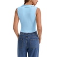 thumbnail image 3 of INSPIRE CHIC Summer Sleeveless Cropped Tank Tops for Women Golf Polo Shirts Collared V Neck Athletic Workout Tops S Blue, 3 of 5