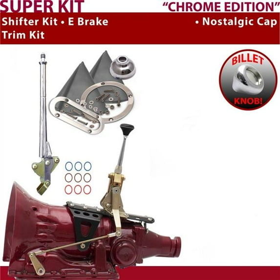 American Shifter TH400 Shifter Kit Chrome 6 in. E Brake Trim Kit for EC08C