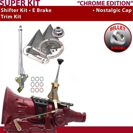 American Shifter TH350 Shifter Kit Chrome 6 in. E Brake Trim Kit for EC406