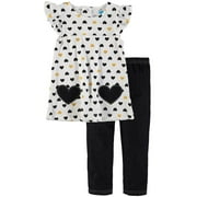 Bon Bebe Girls 12-24 Months Heart Pant Set (White 18 Months)