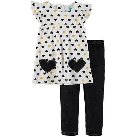 Bon Bebe Girls 12-24 Months Heart Pant Set (White 18 Months)