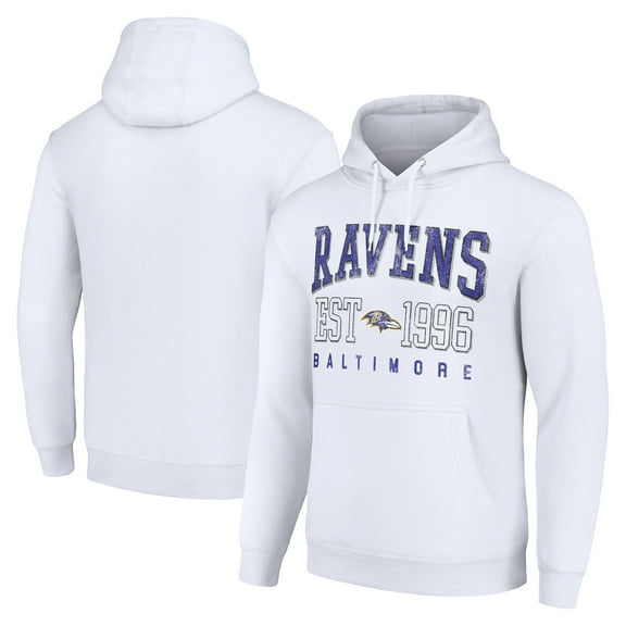 Unisex Starter White Baltimore Ravens Throwback Logo Pullover Hoodie