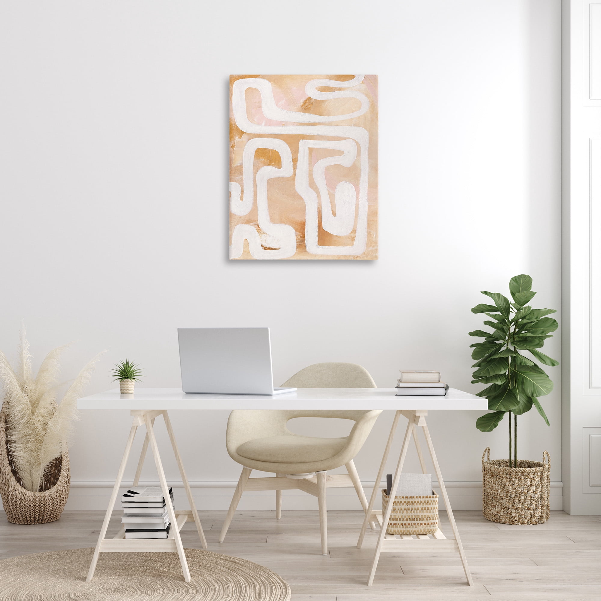 Stupell Industries Muted Abstract Squiggle Abstract Painting Gallery Wrapped Canvas Art Print Wall Art, 30 x 40