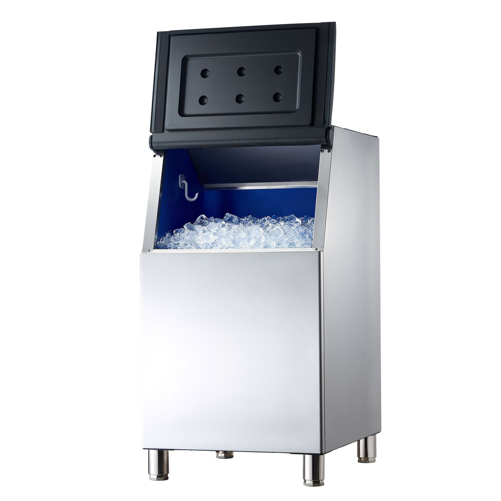 Dranite Commercial Stainless Steel Ice Storage Bin with Lid, 250 lb Capacity, for Ice Maker Machine, Durable Rolling Ice Bin for Restaurant, Bar, Kitchen Use