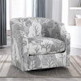thumbnail image 2 of Comfort Pointe Banyon Gray Floral Fabric Upholstered Swivel Glider Barrel Chair, 2 of 13