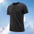 thumbnail image 2 of Men's Summer Solid Color Ice Silk Round Neck Quick Drying T-Shirt - Lightweight and Stylish, 2 of 5