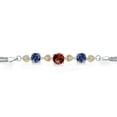 thumbnail image 2 of Gem Stone King 925 Sterling Silver and 10k Yellow Gold Red Garnet Blue Created Sapphire and White Lab Grown Diamond Bracelet for Women (3.58 Cttw, Round 7MM and 6MM, 6.5/7/7.5 inch, Made in Italy), 2 of 4