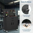 thumbnail image 4 of 35" Heavy-Duty Steel Rolling Tool Cabinet with Locking Casters, 2 Deep Drawers, Adjustable Shelves, Built-in Pegboard, Garage, Workshop Warehouse Storage Organization, 4 of 6