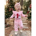 thumbnail image 5 of Loicainy Infant Baby Girl Christmas Outfit 3 6 12 18 Months Long Sleeve Embroidery Romper Pants Headband Clothes Set, 5 of 9