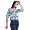 thumbnail image 4 of Moomaya Womens Printed Cotton V-neck Crop Top Elbow Sleeve Summer Clothing Boho Blouse, 4 of 7