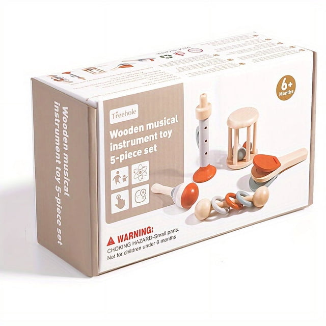 HLONK Wooden Musical Instrument Toy Set 5-Piece Set for Infants and Toddlers Suitable for Ages 0-3