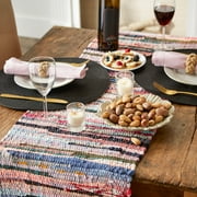 DII 14x72 Modern Recycled Cotton Yarn Chindi Rag Table Runner in Multi-Color