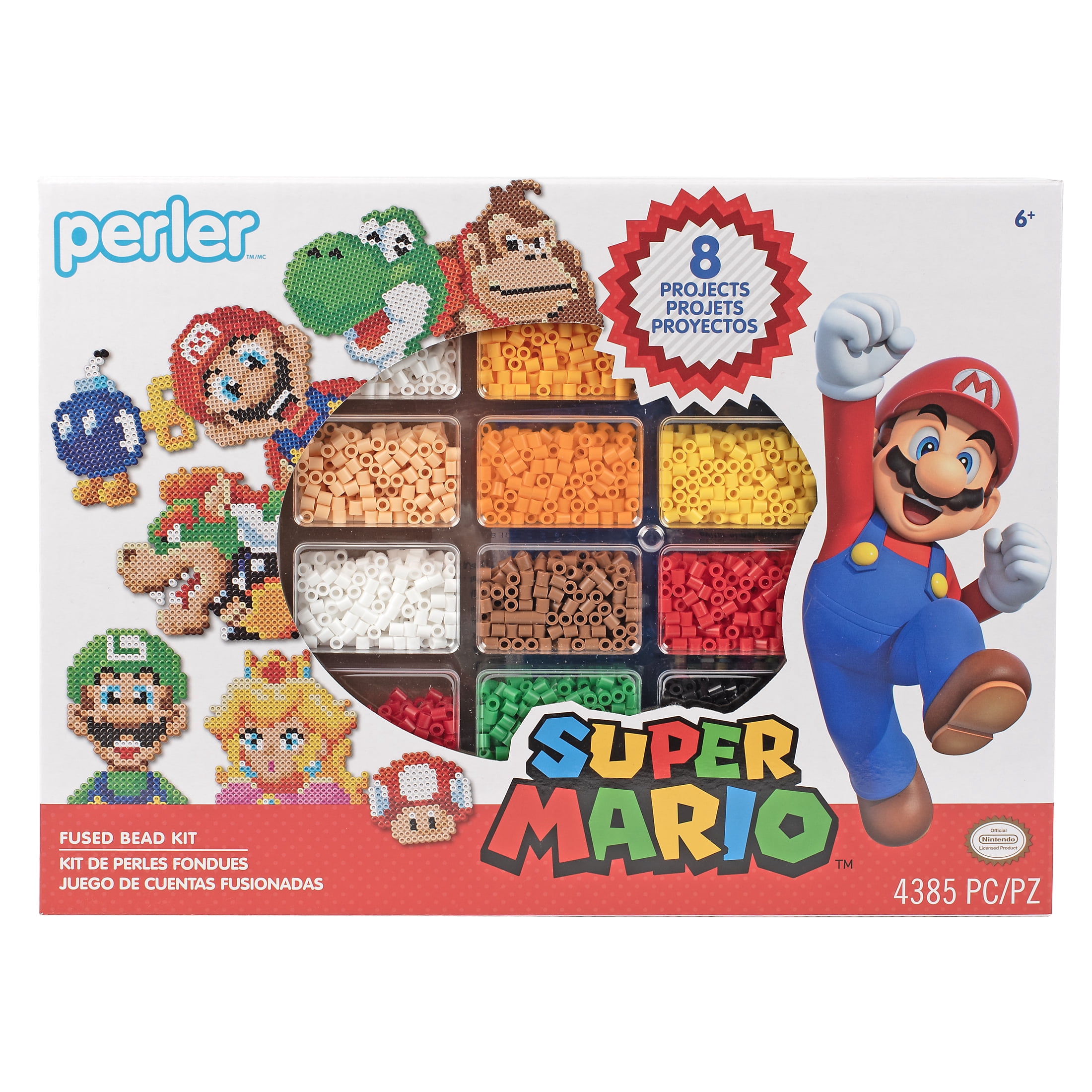Nintendo Super Mario Fused Bead Deluxe Box Kit by Perler, 4385 pieces, multicolor, ages 6 and up