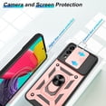 thumbnail image 2 of Samsung Galaxy M53 5G Case,Compatible with Samsung Galaxy M53 Case with HD Screen Protector with Slide Camera Cover, 360°Rotation Ring Kickstand [Military Grade] Case for Samsung M53 5G,Rose Gold, 2 of 15
