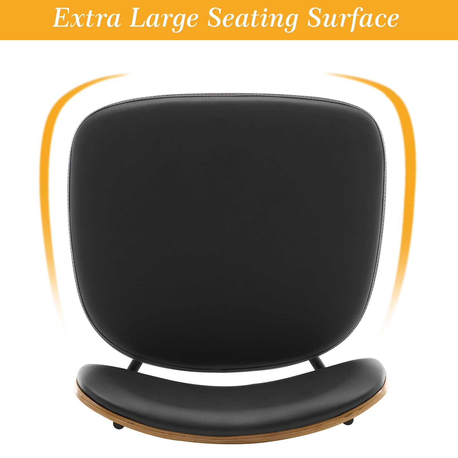 Swivel Counter Height Bar Stools, Set of 4, 26" Upholstered PU Leather Barstools with Back Wood Legs, Mid Century Modern Bar Chair Island Stool for Kitchen Counter, Black