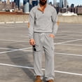 thumbnail image 6 of Mens 2 Piece Corduroy Outfits Colorblock Patchwork Long Sleeve Pullover & Wide Leg Cargo Pant Sets Multi Pocket (S, Gray), 6 of 8