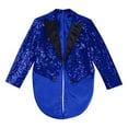 thumbnail image 3 of Linjinx Kids Boys Tailcoat Lapel Open Front Long Sleeve Blazer Full Sequin Jacket Coat Stage Blue 8, 3 of 5