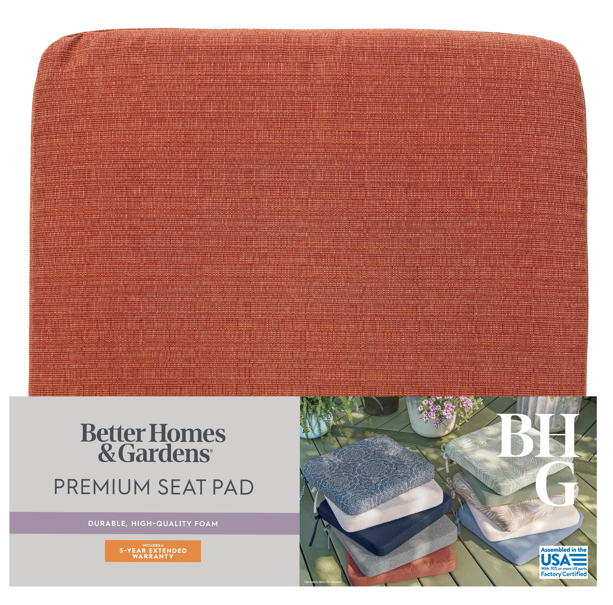 Better Homes & Gardens Premium Outdoor Bench Seat Cushion, Terracotta, 48" x 18"