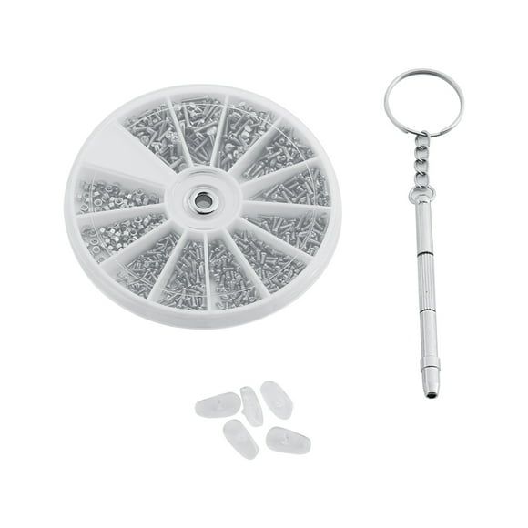 Delaman Kit de vis, Lunettes Lunettes de Soleil Montre réparation vis en Acier Inoxydable écrous Kit d'outils + plaquette de Nez + Tournevis pièces de réparation