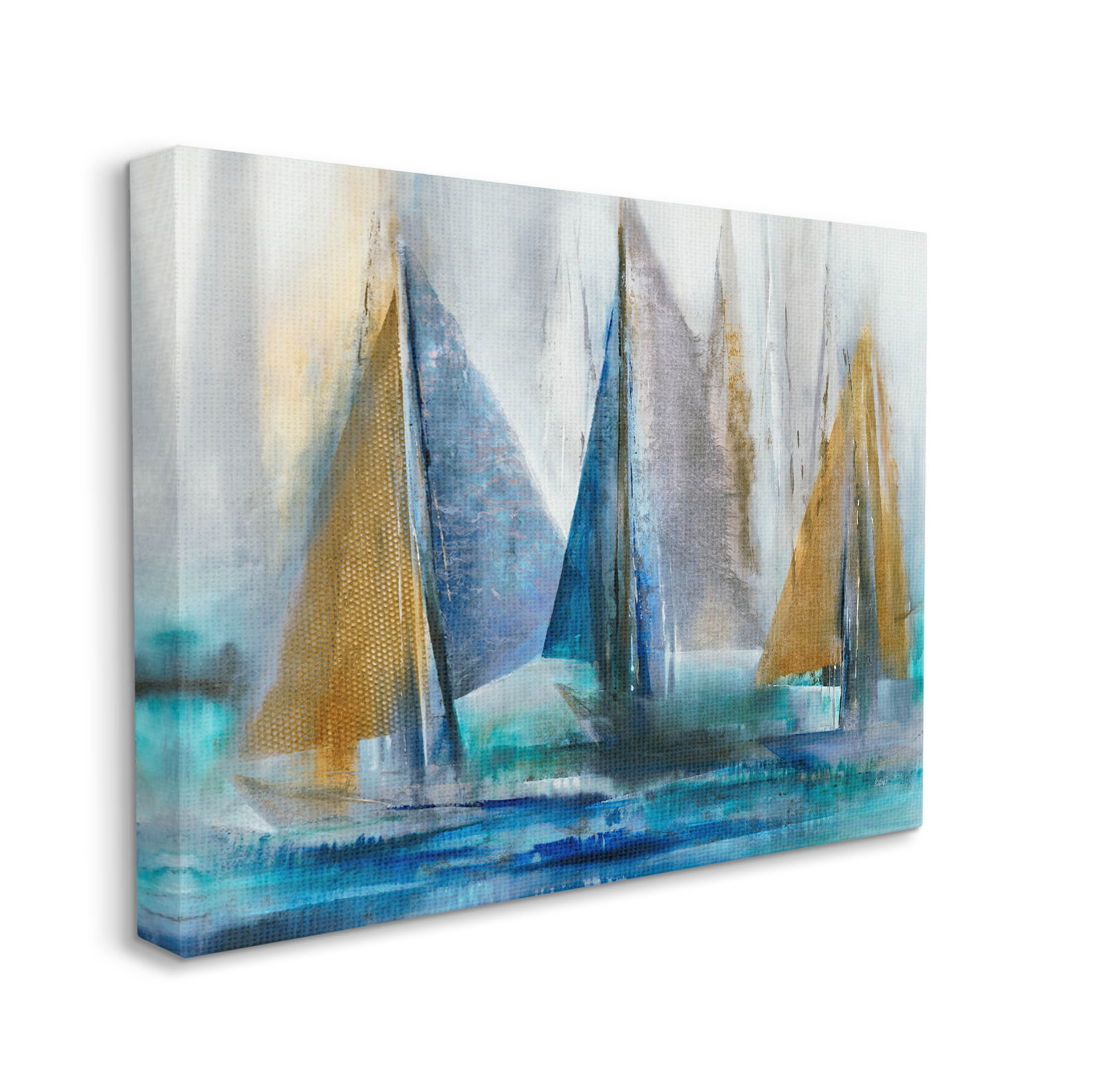 Stupell Industries Layered Sailboat Collage Graphic Art Gallery Wrapped Canvas Print Wall Art, Design by K. Nari