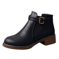 thumbnail image 1 of NECHOLOGY Zapatos Botines mujer Botines de de otoño e invierno para mujer punta redonda tacón bajo hebilla felpa corta comodidad cálida Color sólido estilo informal Simple (Black 8), 1 of 7