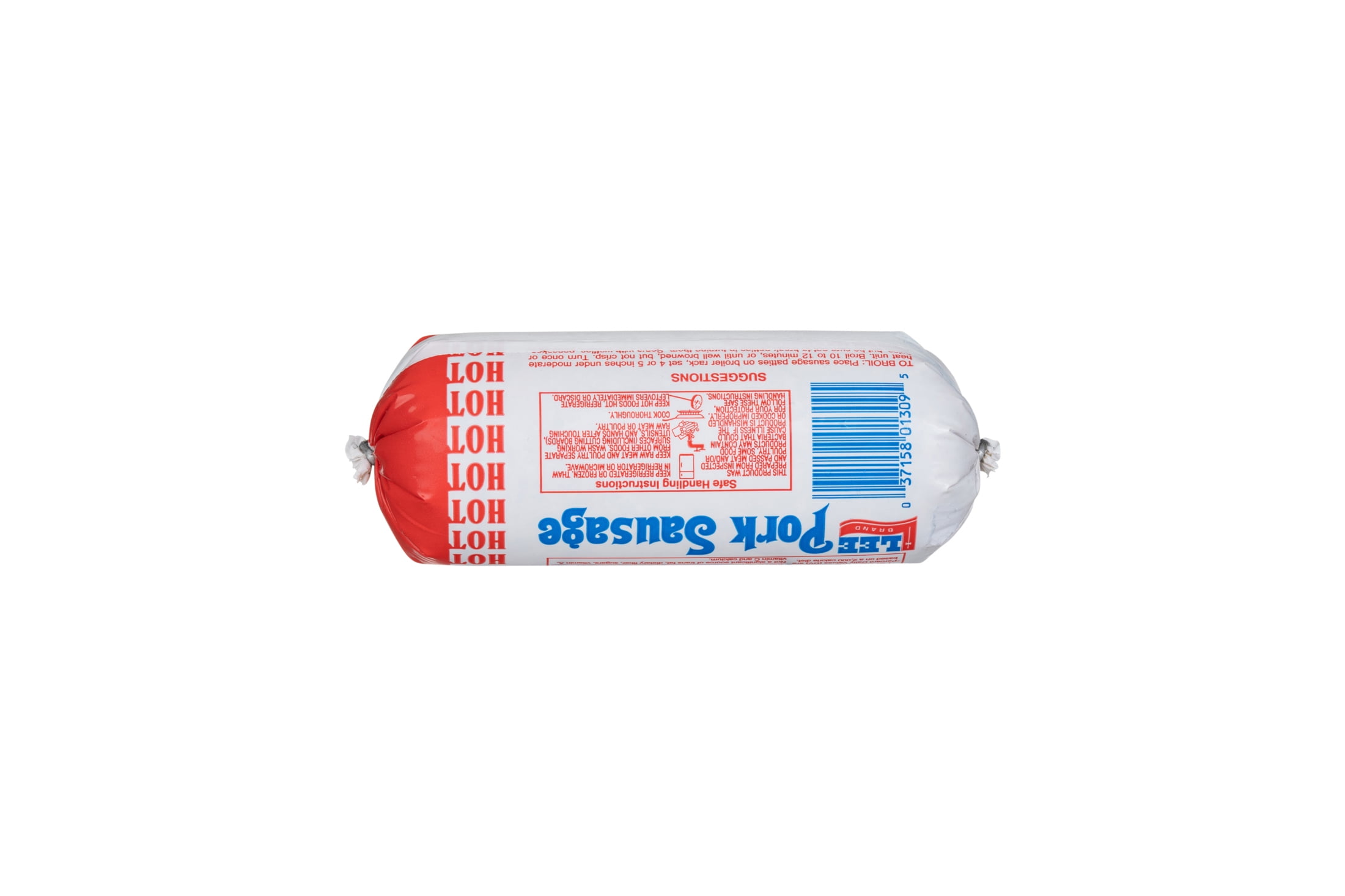 D.L. Lee & Sons Hot Pork Sausage, 16 oz - Fresh, Spicy, Ready-to-Cook in Plastic Tube Packaging