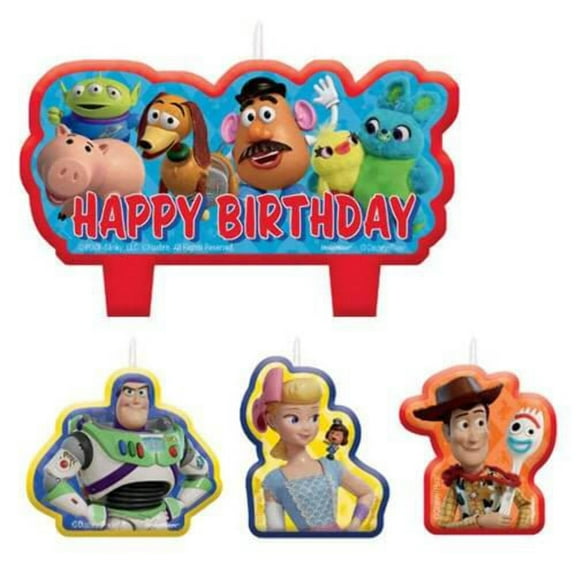 Amscan"Toy Story 4" Blue and Red Birthday Cake Candle Set, 4 Pc. (170599)