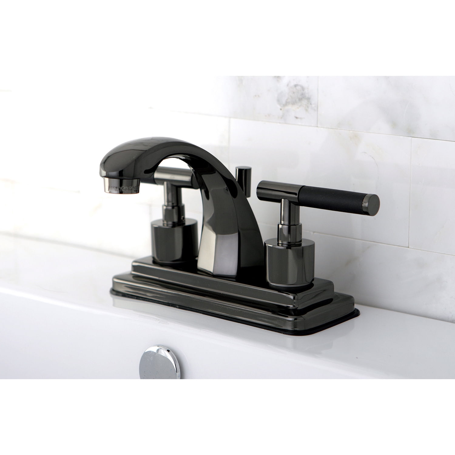 Kingston Brass NS4640DKL 4 in. Centerset Bathroom Faucet, Black Stainless Steel