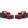 thumbnail image 2 of Modway Convene 4 Piece Outdoor Patio Sectional Set in Espresso Red, 2 of 5
