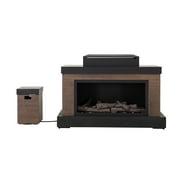 Sunjoy Indiana Collection Modern Propane Powered Fireplace with Tank Storage