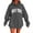 Dark Gray, variant on XIAONU Womens Hoodies Retro Letter Print Hooded Fleece Sweatshirt Peasure Long Sleeve With Pocket Drawstring Hoodie