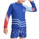 thumbnail image 1 of Rojo Blanco Azul Traje de Baño de una Pieza Conjunto Completo de 3 Piezas para Mujeres con Guardia de Manga Larga, Pantalones de Baño Y Gorra para Niños de Manga Larga, 1 of 9