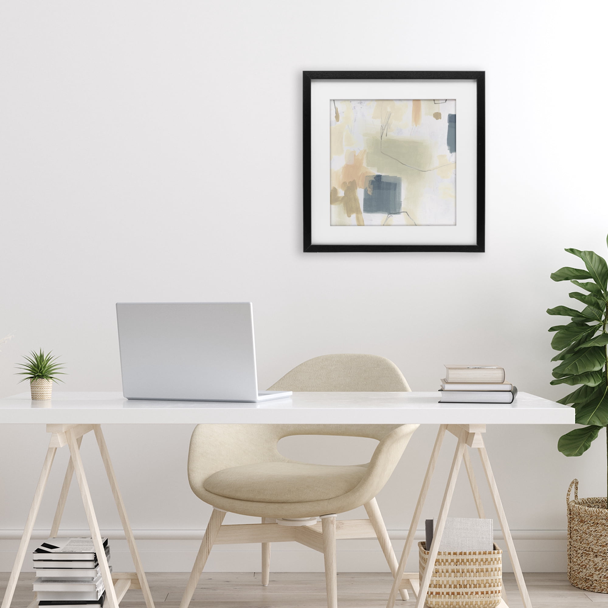 Stupell Industries Minimal Plaster Line Black Framed Print Under Glass, design by June Erica Vess