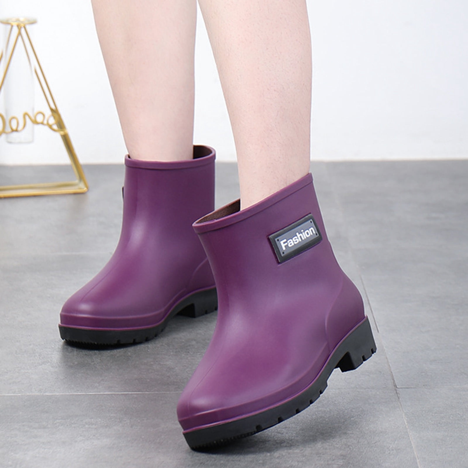 EHQJNJ Womens Rain Boots Tall Plaid Women Boots Short Rain Boots for Womens Ankle Waterproof Rainboot on Garden Boot Rubber Shoes Womens Rain Boots Wide Calf Leopard Rain Shoes for Women